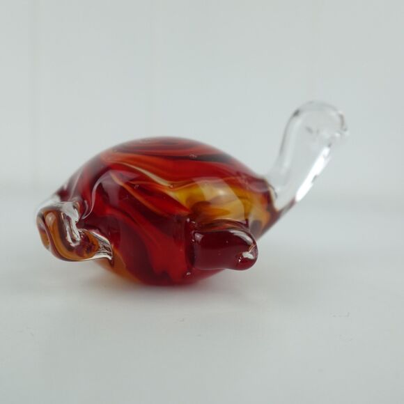 Hand Blown Art Glass Amber Colored Turtle Paperweight Decor Figurine - Picture 4 of 9